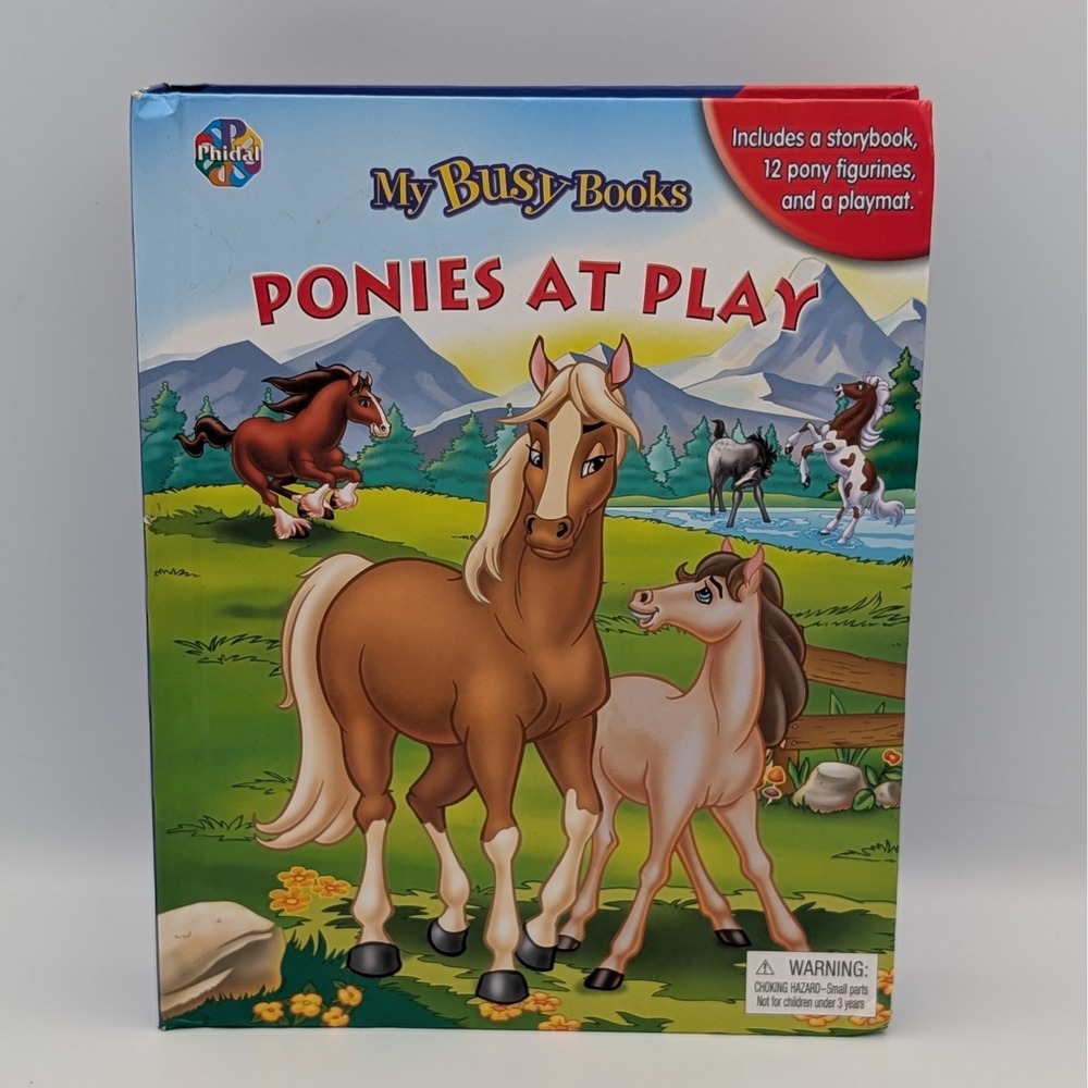Phidal My Busy Books Ponies at Play Storybook 8 Figurines and Playmat Set Kids